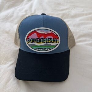 Skaneateles NY Blue and Tan Trucker Hat
